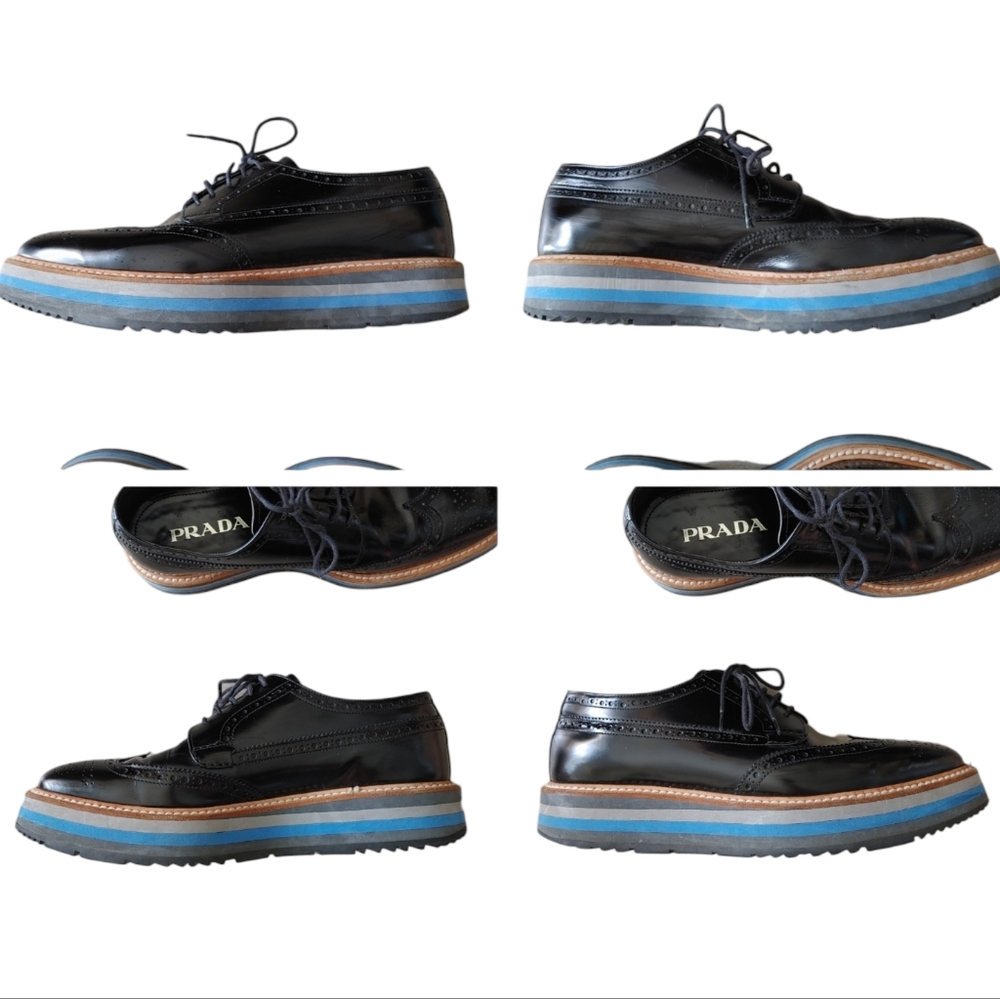 Prada Black Classic Leather Lace Up Laced Formal Shoes Derby - Picture 9 of 16